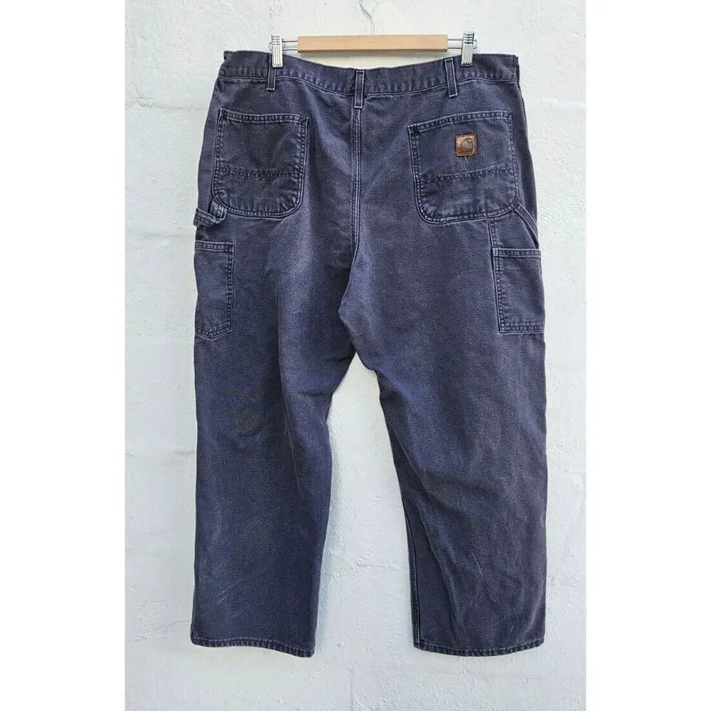 Carhartt Carpenter Jeans 42 X 30‎ Gray Dungaree Fit Denim Straight Leg Cotton